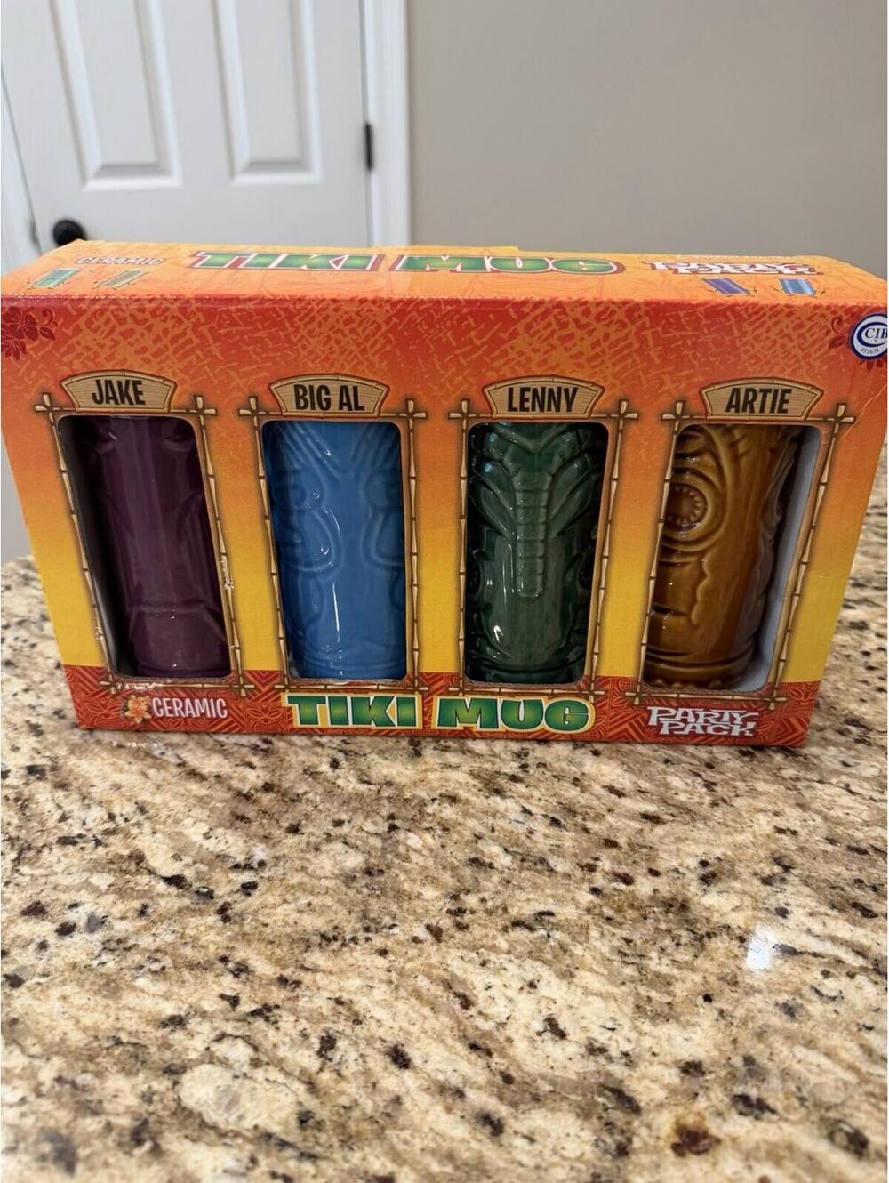 Archie McPhee Tiki Party Pack Includes 4 Tiki Glasses Mugs NEW NIP